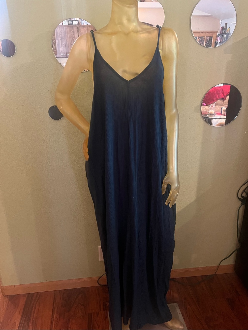 Love Stitch Dark Teal Gauze Maxi Dress